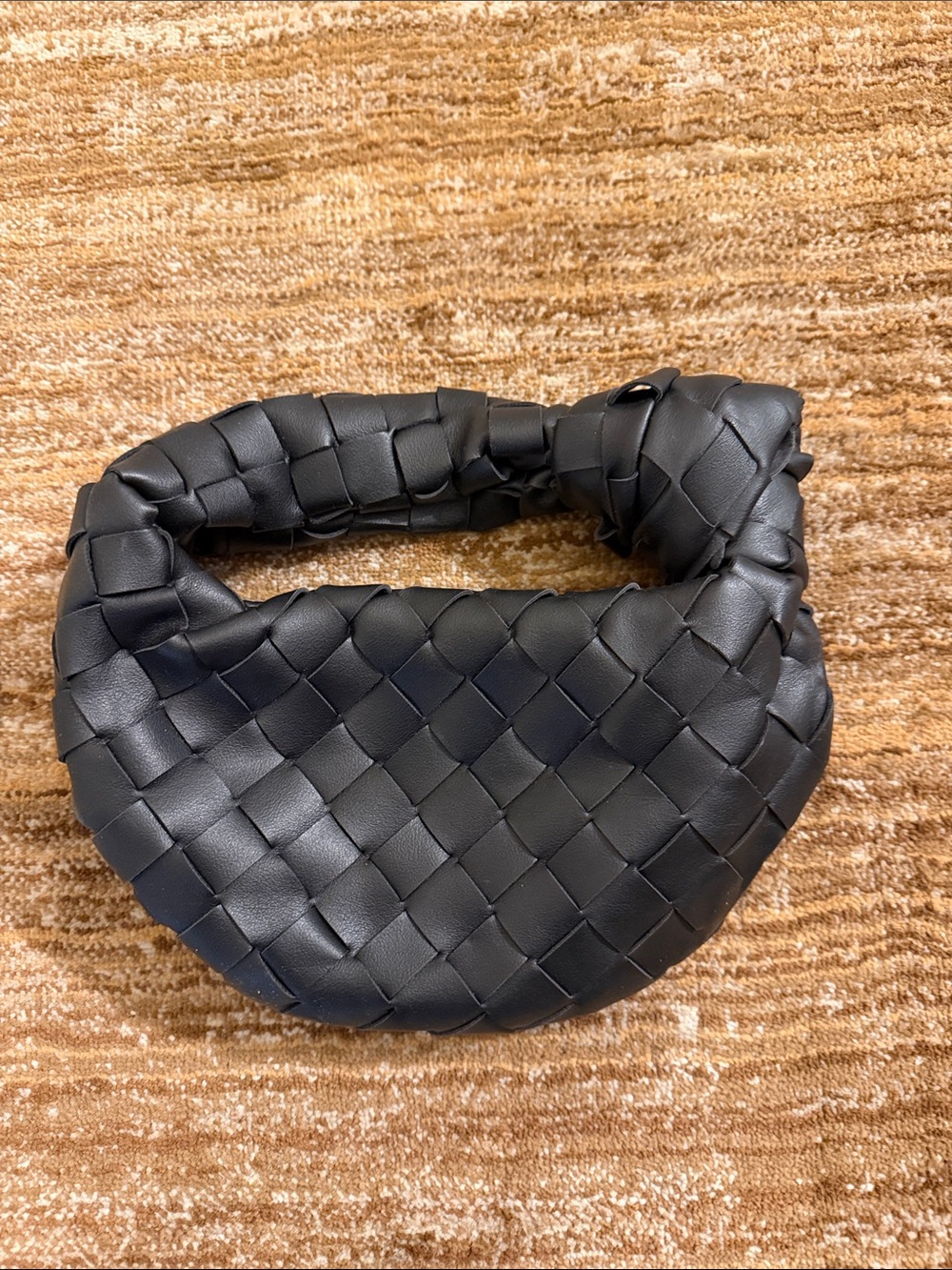 Woven Leather Hobo Bag - Black